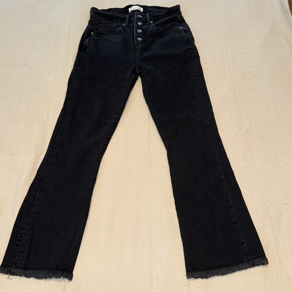 Ann Taylor LOFT Flare Crop Black Denim Jeans - Picture 2 of 8